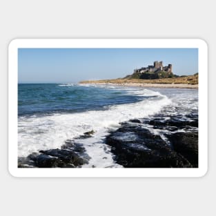 Waves coming ashore near Bamburgh Castle, Northumberland, UK Sticker